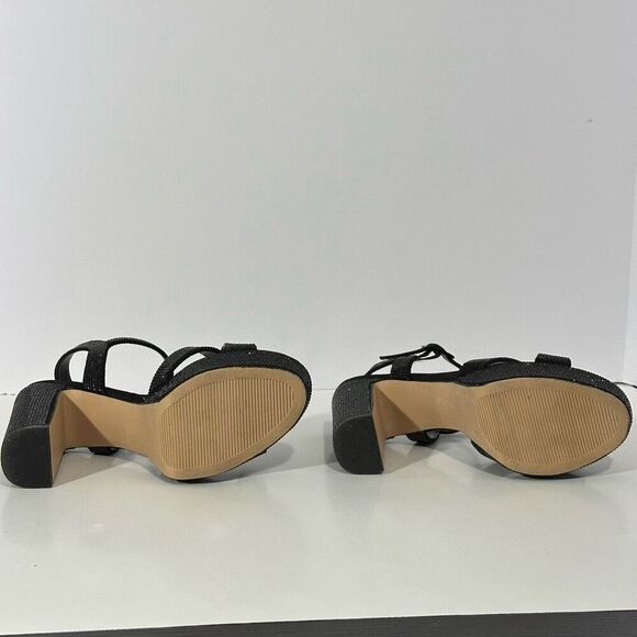 Maripe Leilani Open Toe Ankle Strap Rhinestone Platform Sandals Black | Size 7.5 - Picture 10 of 15